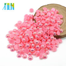 Top Vente Perles en acrylique bombé dos plat perles et strass pour Nail Art, A13-rose foncé AB